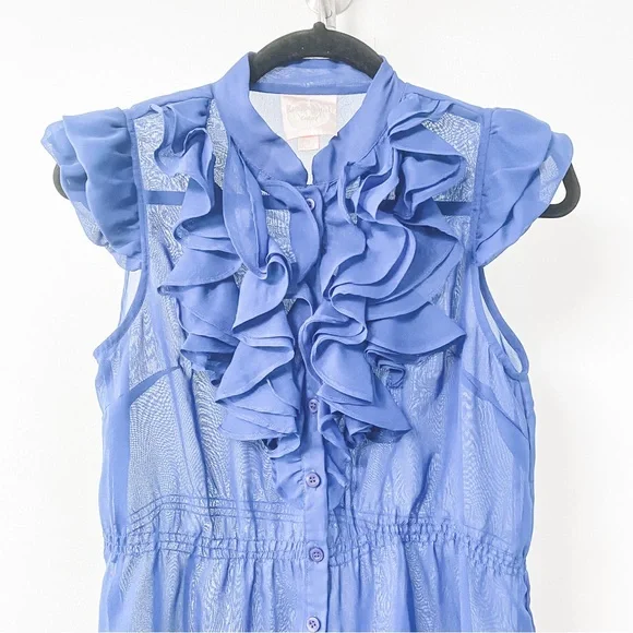 Romeo & Juliet Couture Spring Winter Holiday Casual Chic Sheer Ruffle Blouse - Picture 3 of 7